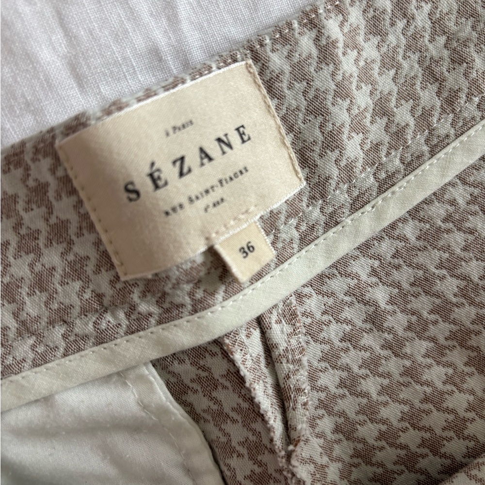 Sézane Clara cream and white  Houndstooth Pants, Size 36 European; 4 US